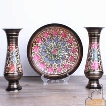 Pakistan imported bronze vase set hanging plate set Xinjiang Xinjiang Hotel classic decoration vase plate