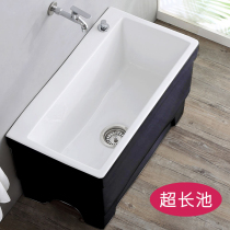 Black and White extra long pool ceramic wash mop pool rectangular mop pool floor standing Super Large Wash mop pool