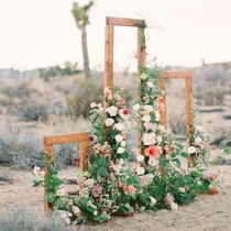 Wedding Geometric arch solid wood Square arch flower frame opening flower gate celebration background solid wood frame wooden door Mori Outdoor