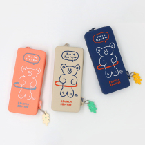 Romane Korea cute pencil bag girl silicone pencil box ins wind primary school student bear learning stationery box