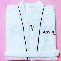 Waffle bathrobe pure cotton mens and womens bath clothes beauty salon SPA hotel bathrobe batch customization embroidered logo