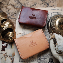 Italian Tannic Leather American Retro Versatile manual sewing zero-wallet genuine leather bus portable card bag