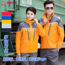 Spring and autumn long sleeve overalls suit men wear-resistant auto repair uniforms labor insurance uniforms electric welding tooling reflective strips uniforms