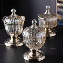 European-style glass candy jar modern light luxury crystal storage living room coffee table practical dining table decorations entrance ornaments