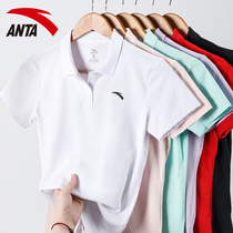 Ann Stepping Sports Polo Shirt Woman Turn Collar Short Sleeve T-shirt 2022 Summer New Loose Speed Dry Ice Silk Sport Blouse