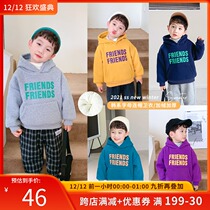 Boy plus velvet sweater 2021 new boys autumn and winter clothing childrens foreign style thick children warm coat tide