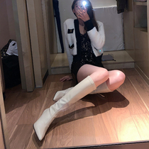 High boots 2021 new autumn and winter Hyuna high heels long boots pointed thin white boots women