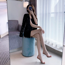 Lined with transparent sandals Women 2022 New fashion Summer Crystal High heel Shoes Heel Sandals Fairy Wind