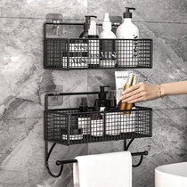 Toilet Towel Rack Bathroom Bath toilet shelf Cosmetic Containing Wall-mounted Basket-free Perforated Wall Shelf