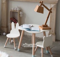 milky garden ins Nordic childrens white table and chair set Little Bear rabbit Crown cloud chair