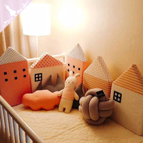milky ins Nordic cute little house shape bed perimeter Childrens room soft bag anti-collision head protection cushion 2021