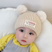 Baby hats for children in autumn and winter baby wool hats for boys and girls warm ear protection hats for children knitted hats tide