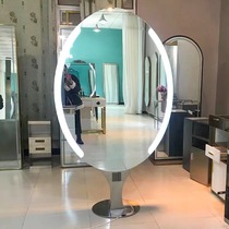 New net celebrity barber shop mirror double-sided hair cutting mirror high-end floor-to-ceiling mirror with lamp hair salon mirror table hair salon special