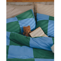Green-green retro-board lattice full pure cotton knit cotton four sets of geranium cotton bare sleeping bed linen bed goods kit