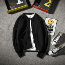 Tide brand knitted cardigan coat mens autumn and winter new trend loose size winter thick long sleeve sweater men