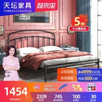 Temple of Heaven furniture wrought iron bed Simple double iron frame bed 1 8 meters 1 5m thick European princess bed sheet iron bed