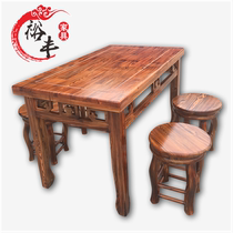 Antique string incense pot noodle restaurant restaurant snack bar fast food stall solid wood table chair Chongqing small noodle table chair