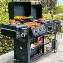 BBQ Family Courtyard Grill outdoor smoke-free gas grill home charcoal villa barbecue stove cart