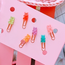 Cartoon cute girl heart ins gummy bear clip paper clip student stationery pin hand book accessories paper clip