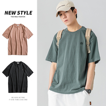 Summer T-Shirt Man Short Sleeve 2022 New Spring Autumn Tide Card Smiley Face Printed Round Collar Clothes Loose Casual And Compassionate Tide