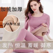 Integrated lamb suede warm lingerie woman suit plus suede thickened fever autumnics and autumn pants upholswear body sweaters undershirt winter