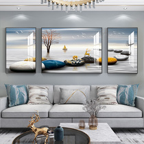 Modern minimalist living room decorative painting Crystal porcelain Diamond sofa background wall hanging painting atmospheric light luxury triple painting mural