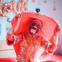 Douyin with the same mask the groom the groom the game the prop the mask the wedding the red cover