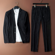 GJG spring new suit suit male youth fashion casual striped two-piece small suit spring and autumn jacket male
