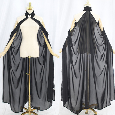 taobao agent Shiffon retro black thin trench coat for bride, cosplay