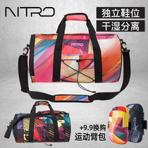 NITRO Single Shoulder Carry-on Sport Mens Fitness Bag Female Dry Wet Separation Training Bucket Packet Tide Travel Cylinder Bag Skew Satchel
