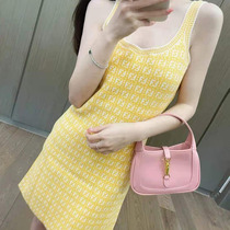 Knitted camisole dress women 2021 new summer French vintage houndstooth slim temperament sweet skirt