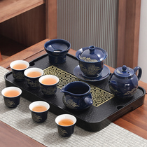 Ji Lan Gaiwan Teacup Kung Fu tea set Household high-end teapot complete set of tea making ceramic Kung Fu tea making tea cup
