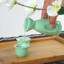 Wine glass Wine glass Longquan celadon ceramic white wine sake Japanese wine glass Warm wine jug Warm wine jug 7-head wine set
