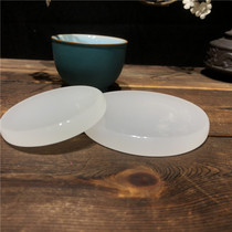 6cm8cm10cm natural jade round tray coaster cup holder tea mat literary hipster elegant life white jade plate