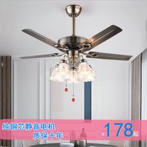 European ceiling fan lamp iron leaf wooden leaf retro restaurant fan lamp bedroom living room wind home silent fan remote control