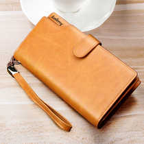 Wallet mens length 2021 triple fold new stylish large capacity multifunction zipper men yellow strokes of the hand