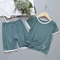 Childrens Modal Home Clothing Set Summer Thin Men and Womens Air Conditioning No Slight Short Sleeve Shorts Baby Pajamas