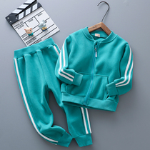 Childrens spring autumn clothing 2022 new male and female children rocking grain suede sports Two sets of baby catching suede suit CUHK