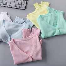 2023 Summer Girls Ice Silk Sunscreen Shirt Short Section Western Style Childrens Knitted Cardigan Girls Thin Section Baby Sunscreen Coat