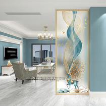 Custom modern art glass screen partition wall Living room entrance door Shoe cabinet frosted craft double-sided fortune deer