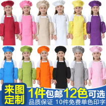Children Pure Cotton Apron Dress Yarn Card Quality Apron Drawing Hood Chefs Custom LOGO Free Printed Word Minimalist Fashion
