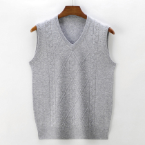 Spring and autumn new wool vest mens middle-aged and elderly sleeveless sweater knitted vest V-neck dads vest vest