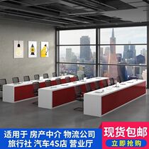 Real estate agency computer desk reception desk simple travel agency service bar front desk welcome negotiation information desk