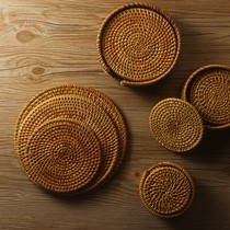 Handmade rattan tea pot mat coaster holder woven tea ceremony creative placematti table mat bowl mat plate mat plate mat