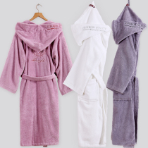 Five-star hotel bathrobes for men and women autumn and winter couples long nightgown pure cotton absorbent quick-drying towel material thickened yukata