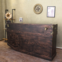 American retro vintage old wrought iron cashier bar restaurant front desk welcome desk front desk designer industrial style bar counter