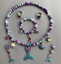 Girls children baby girl jewelry gift box mermaid collar Princess Pearl necklace bracelet set gift