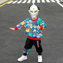 Ottman clothes boy clothes boy suit spring 2022 new handsome cartoon Superman childrens necropolis Two sets