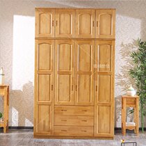 Full solid wood cypress furniture two-door three-four-five-six-door wardrobe locker Bedroom cabinet large wardrobe wardrobe with top cabinet