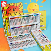 Japanese SAKURA cherry blossom oil painting stick crayon set 24 color 48 color washable hands kindergarten students